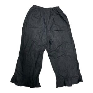 Flax Linen Women's Black Wide Leg Pants Size P